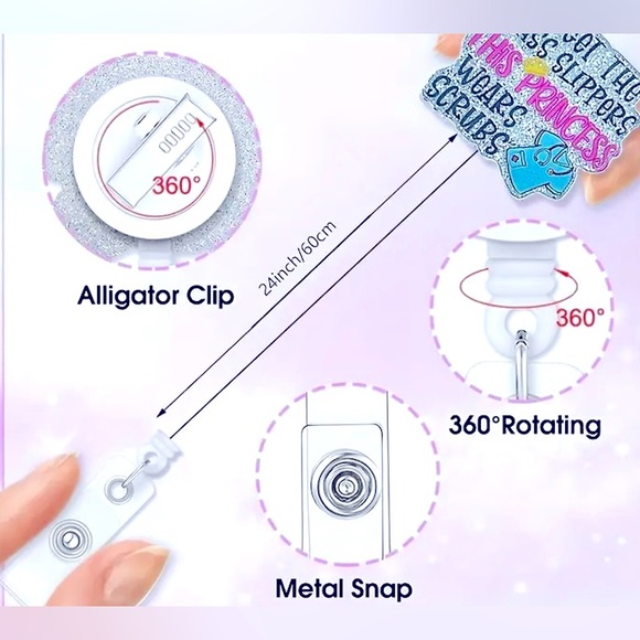 Glitter Retractable Nurse Badge Reel - Picture 5 of 5